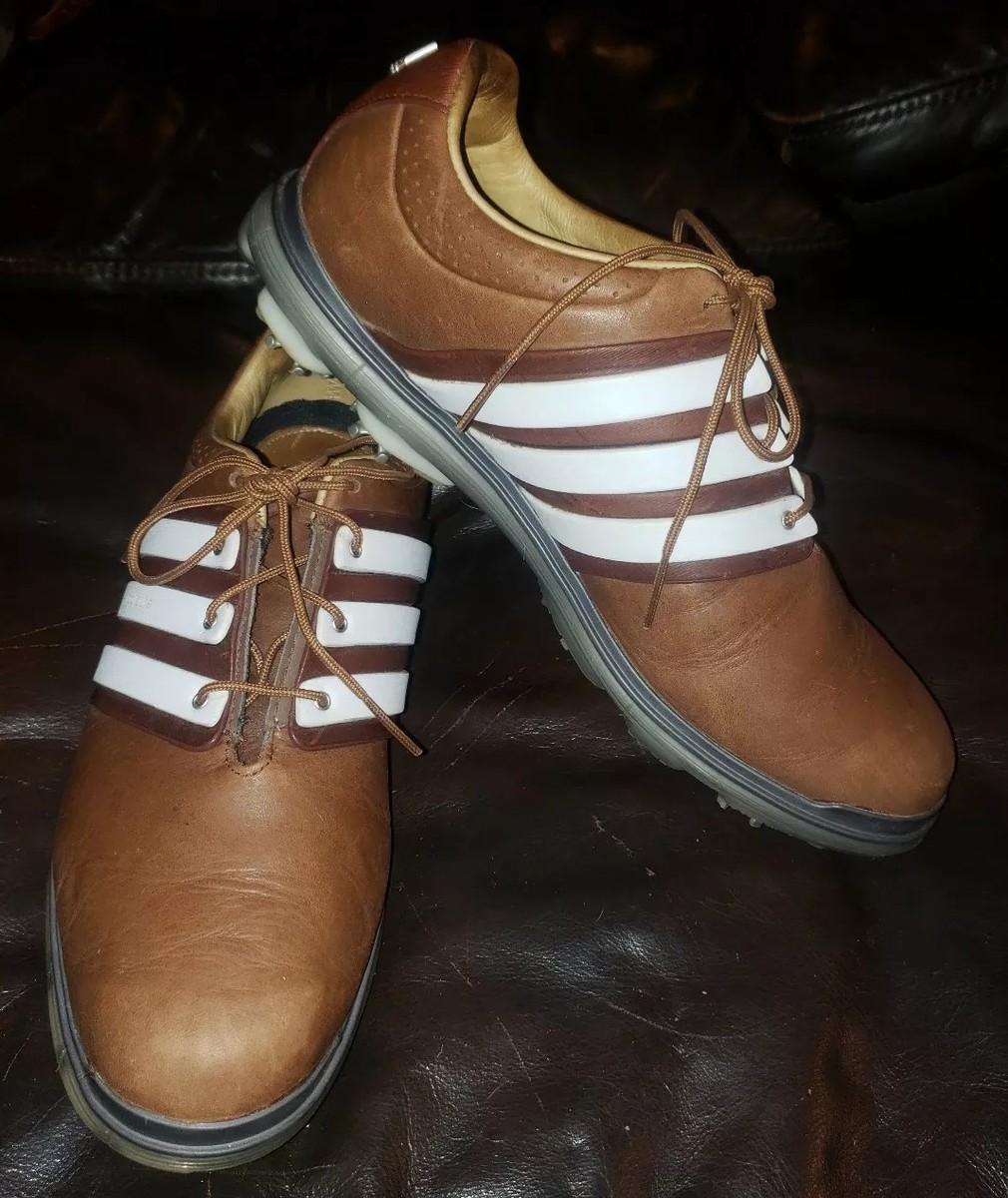 Mens Adidas Adipure Cleated Golf Shoes Q48892 Brown /White Str