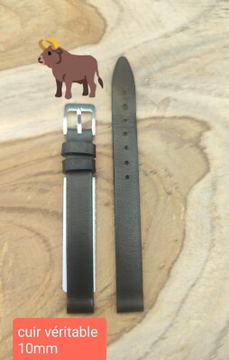 Bracelet cuir Véritable 10 mm Fabriqué en Espagne  Noir 