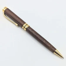 Luxury Wood Ballpoint Pen Rosewood Gold Twist - Office Gift Dad Executive