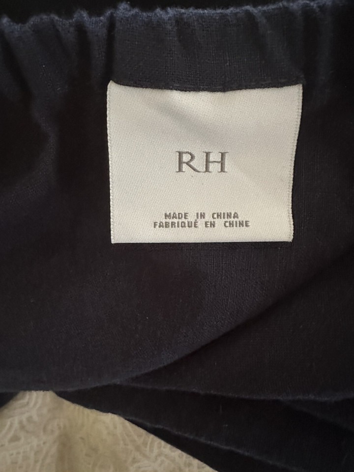 RH Stonewashed Belgian Linen Navy Blue Boxspring Cover Queen eBay