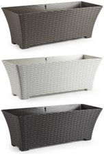 Rattan Long Trough Plant Pot Indoor Home Outdoor Garden Plastic Flower Planter