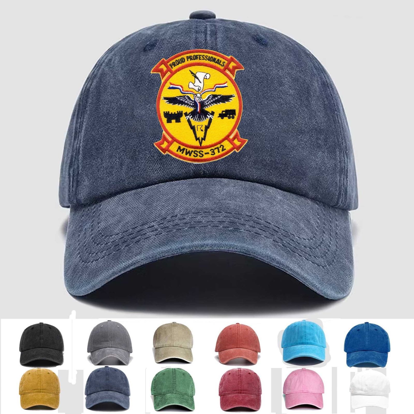 Custom Embroidered Hat MWSS-372 Wing Support Squadron, Veteran Cap, Trucker Hat