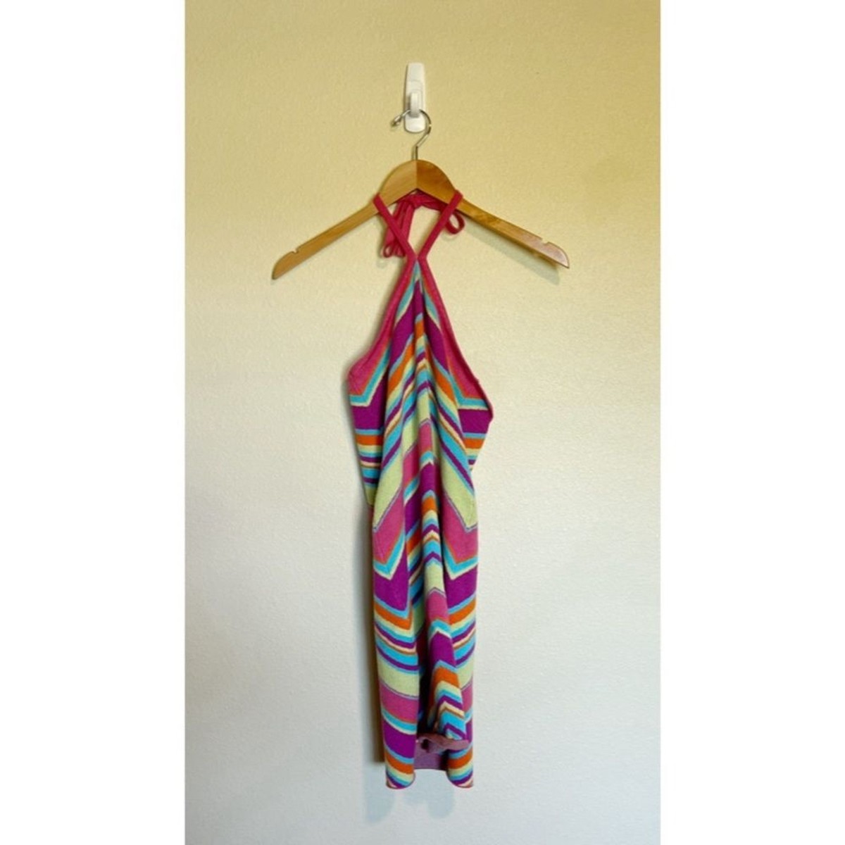 Princess Polly Bright Striped Knit Halter Neck Daphne Mini Dress S/M