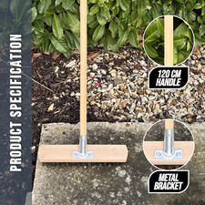 Heavy Duty Wire Broom Deck Scrub Brush - 12" Stiff Outdoor Brush with Handle