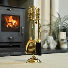 Polished Brass Four Piece Fireside Companion Set - 40cm