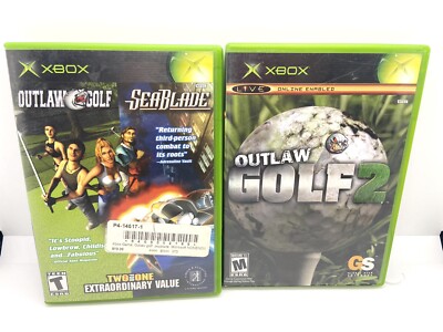 Original XBOX Outlaw Golf One W/ SeaBlade Double Pack & Outlaw Two Both Complete