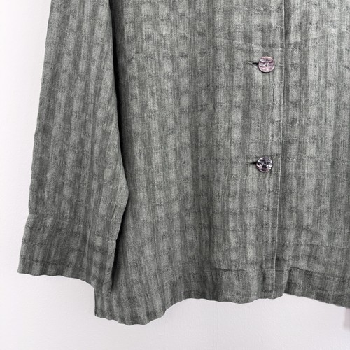 OSKA Linen Jacket Size 1 UK 10 Oversized Green Check Lightweight Lagenlook Arty - Picture 5 of 13