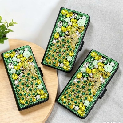Luxus Maßanfertigung Bling Diamanten Crystals Leder Folio Brieftasche Handyhülle