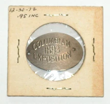 Antique 1893 Columbian Exposition Souvenir Coin on an Elongated Shield Nickel