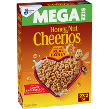 Honey Nut Cheerios, Heart Healthy Gluten Free Cereal, Mega Size, 27.2 oz