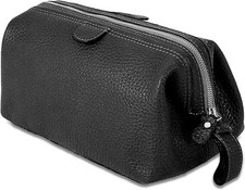 Premium Buffalo Leather Toiletry Bag w/ Water-Resistant Lining, Unisex