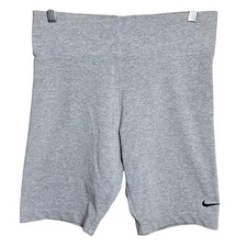 Nike Legasee Clásico Alto Tiro Gris Suave Elástico Motociclista Pantalones Cortos Informales Atléticos