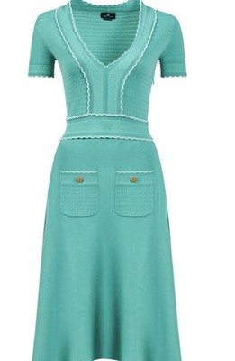 BNWT Elisabetta Franchi Abito in Maglia Mint Knitted Dress Midi Size M RRP £385