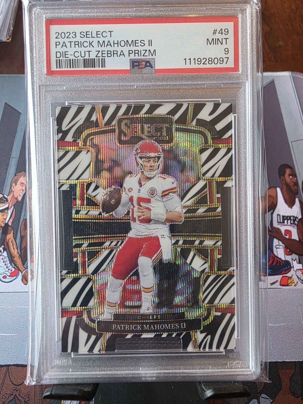 2023 Select Patrick Mahomes #49 Die Cut Zebra Prizm PSA 9