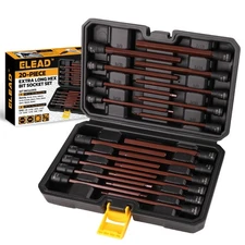 20Pcs 3/8inch Drive Long Hex Bit Socket Set SAE & Metric Allen Socket S2 Steel