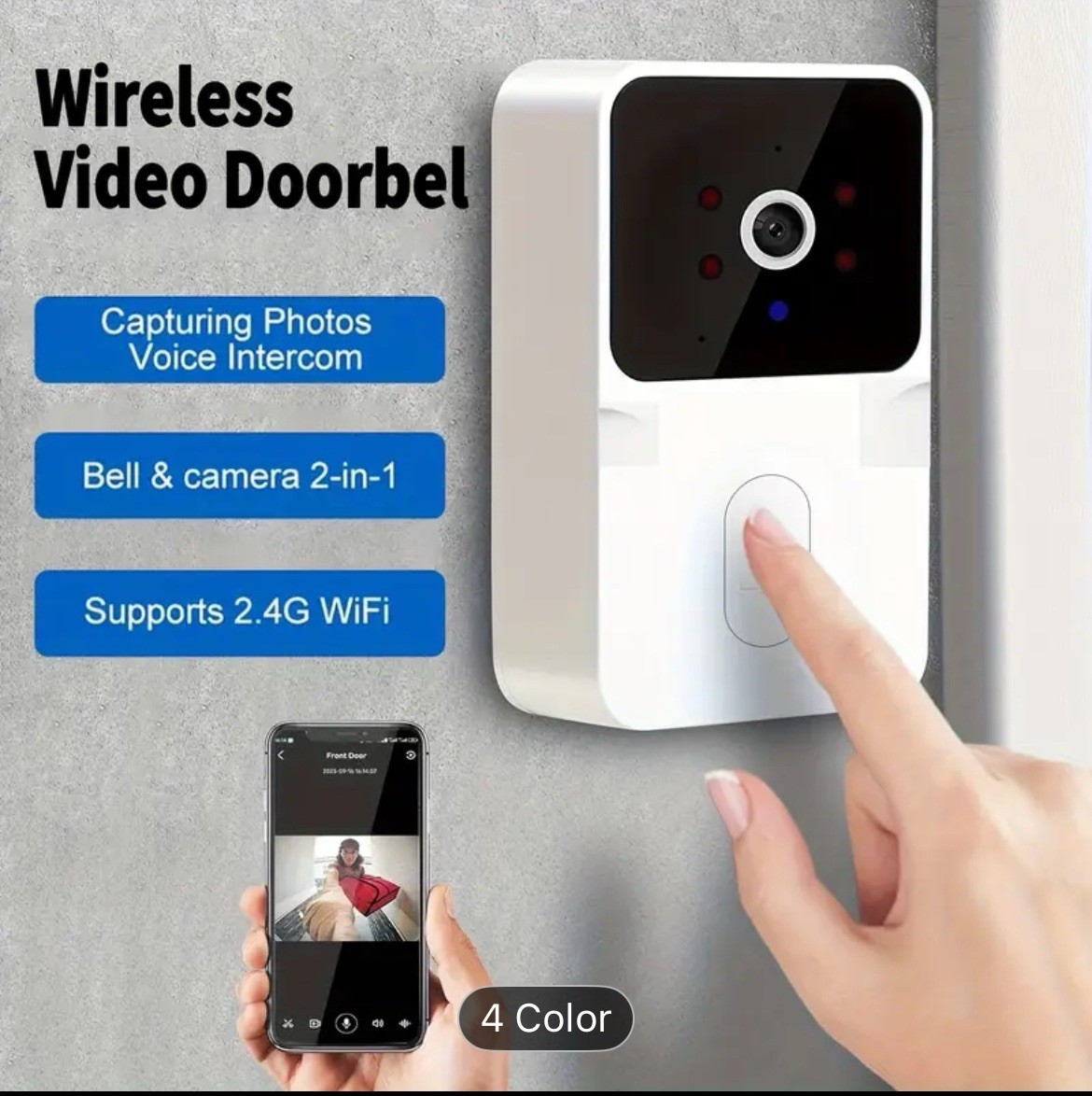 Smart Wireless Video Doorbell with Camera and Voice Intercom 2.4G WiFi