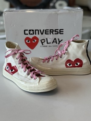 Comme Des Garcons Men's Converse High Top Sneakers. US 8. Canvas Beige.