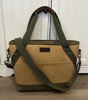 LL Bean Soft-Sided Cooler Boat and Tote Tan/Green Insulated Carry Bag Ice Chest