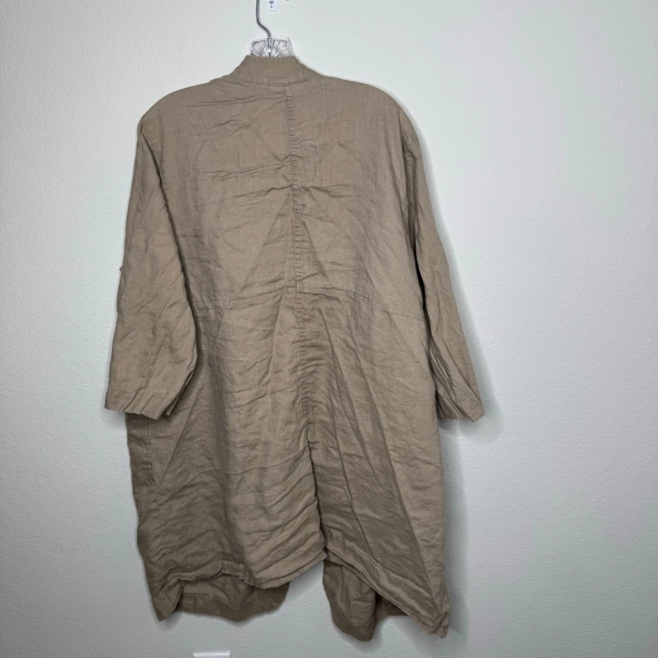 Pure Jill Elements 100% Linen Open Front Duster Jacket Women’s 2X Taupe - Image 2 of 4