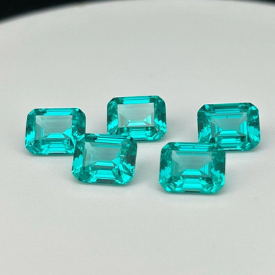 5 Pcs Lot Certified Natural Paraiba Tourmaline 50 Ct Blue Emerald Cut Gemstone
