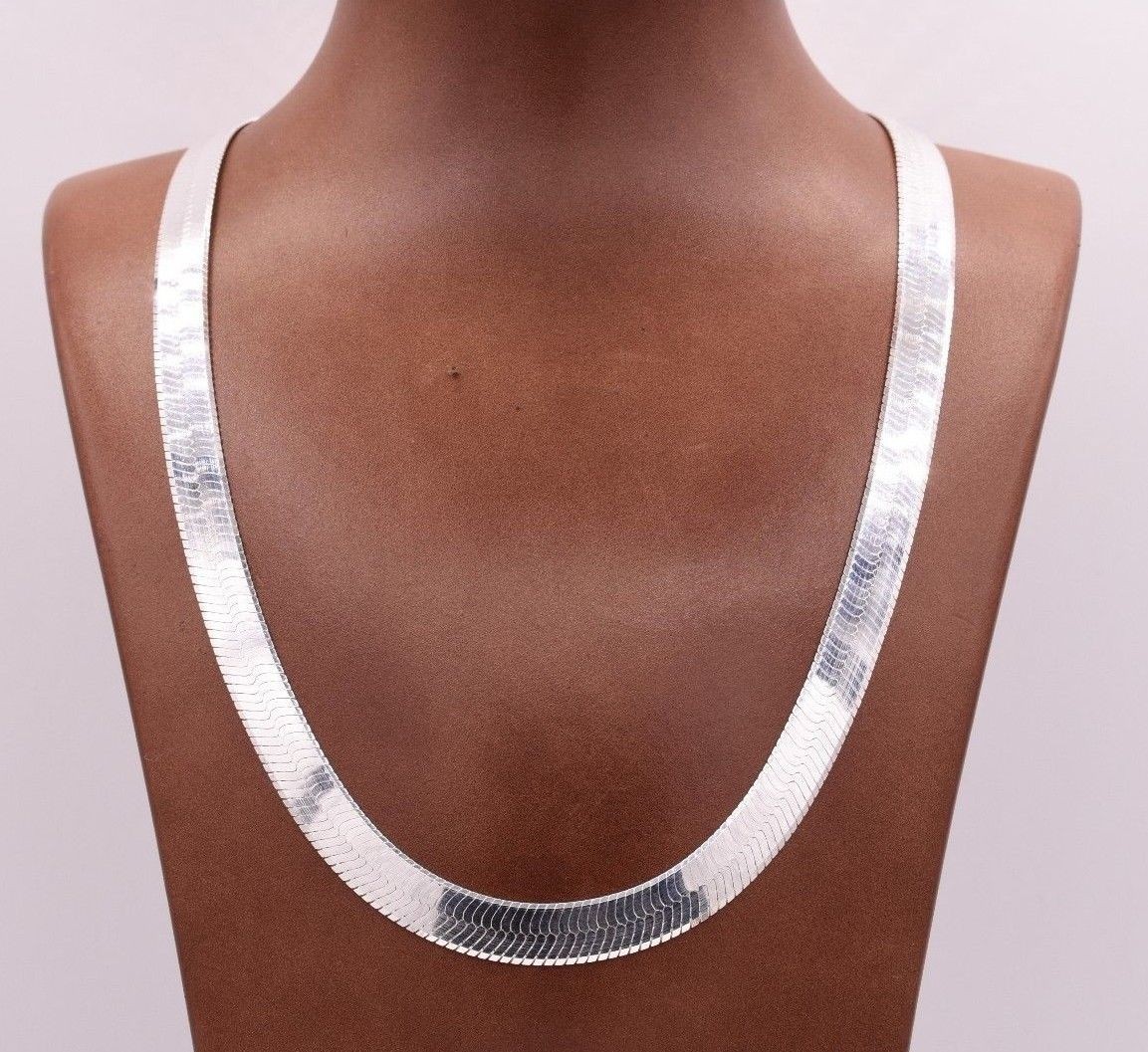 9mm Flexible Herringbone Chain Necklace Real Solid Sterling Silver