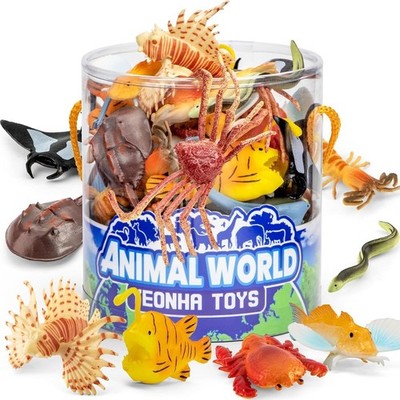 Sea Animals Toys with Gift Box 48 Pcs Mini Vinyl Plastic Ocean Animal Figure Sea