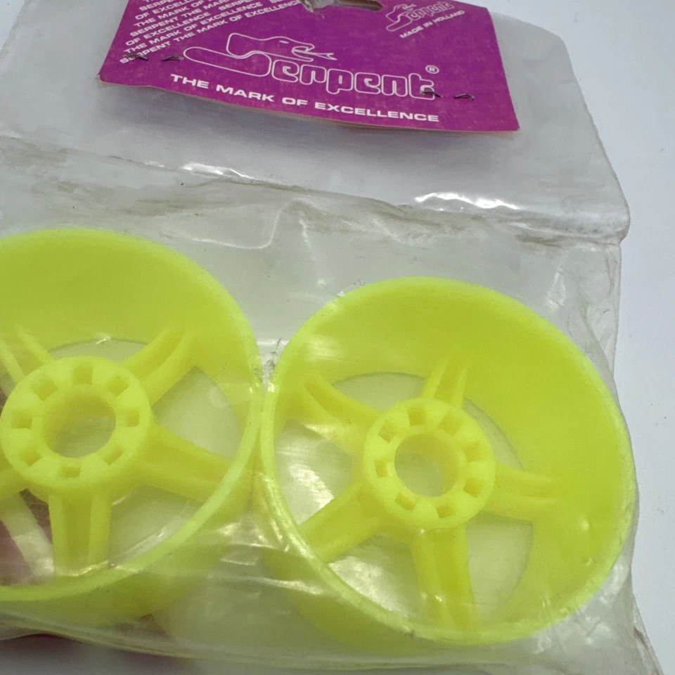 Vintage Serpent RC Front Wheels Neon Yellow SER 88812 - Image 3 of 3