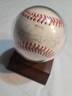 Johnny Mize Signed Baseball  HOF With Holder Wood Base Dixie Youth Baseball