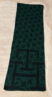 Tommy Hilfiger Anthony Ramos Green Vintage Color Block Monogram Scarf One Size