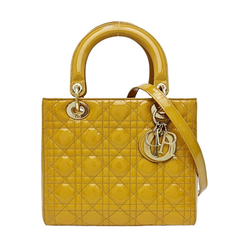 【Authentic】 DIOR Lady Dior Yellow Patent leather Handbags (DDP)
