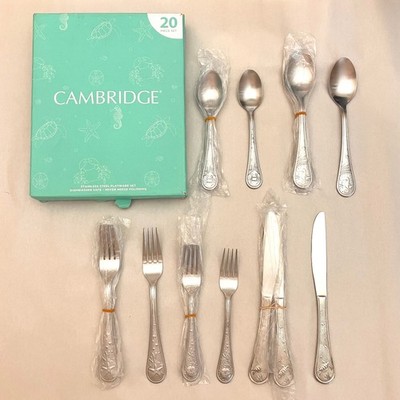 CAMBRIDGE MARINE SEA LIFE 20 Piece Service for 4 NEW 18/10 Stainless Flatware