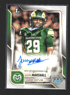 JUSTIN MARSHALL White /15 AUTO 2025 Bowman University Chrome #BCA-JMA