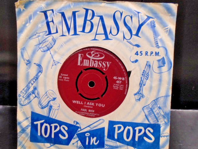 UK EMBASSY LABEL  PAUL RICH '' WELL I ASK YOU   '' EX+ COND.IN Or.SL.
