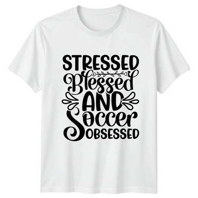 Stressed Blessed And Soccer Obsessed Herren T-Shirt Fußball Sport Vatertag