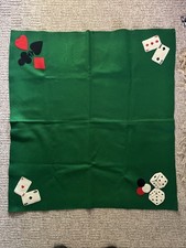 Vintage 20er Jahre gr&uuml;ne Filz Br&uuml;cke oder Poker Kartenspiel Tischdecke