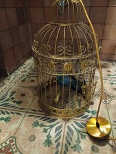 Vintage Bird Cage Pendant Light indoor ceiling light gold with bird 