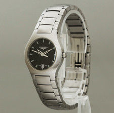 Vintage Longines L3.117.4 25mm Black Dial Date Women's Watch Quartz From Japan