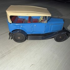 Vintage Japan Tin Toy Litho Bandai Ford Model A Friction Powered Sedan Blue