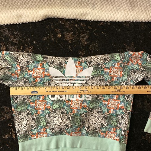 Adidas Youth Girls Hooded Pullover jungle tropical print long sleeve zebra bird - Picture 9 of 10