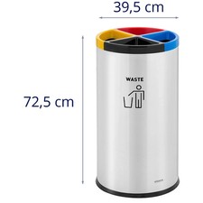Rubbish Bin - round - with separation system - stainless steel / plastic - silve