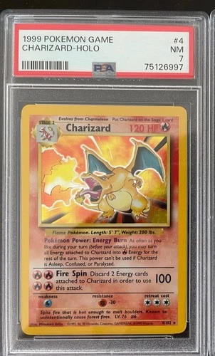 Charizard 4/102 Holo 1999 Base Set Unlimited PSA 7 NM *921