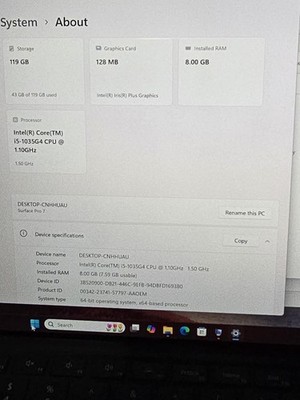 Surface Pro 7 Laptop 128GB, Intel Core I5 10th Gen, 8GB RAM