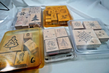 Stampin Up Christmas Holiday Theme WOOD MOUNTED STAMPS 32 Stamps 5 Sets