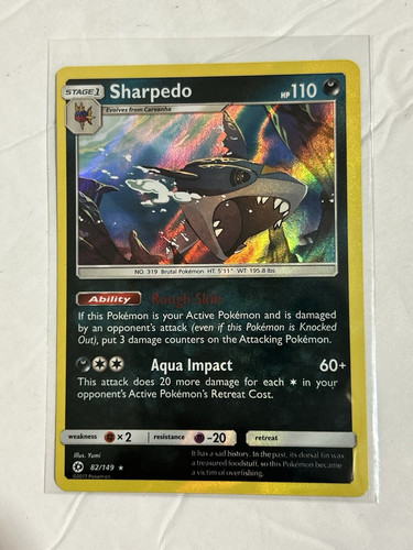 Pokemon Sun & Moon Base Sharpedo Holo Rare Trading Card 82/149