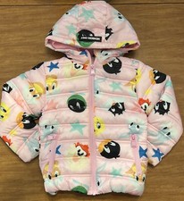 Members Only Girls Baby Looney Tunes Pink Zip Puffer Jacket Size 4