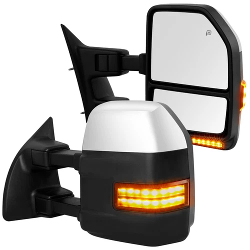 Power Heated Towing Mirrors For 99-07 Ford F250-F550 Super Duty Amber Signal