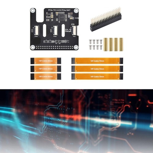 PCIE to 2CH PCIe FFC Double PCIe HAT Board Extension Board For RPi 5 - Photo 3/8