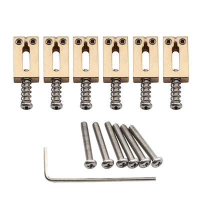Musiclily Ultra 6Pcs 10.8mm Modern Brass Bridge Saddles For Strat Tele ST Guitar