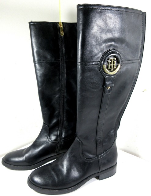tommy hilfiger black knee high boots