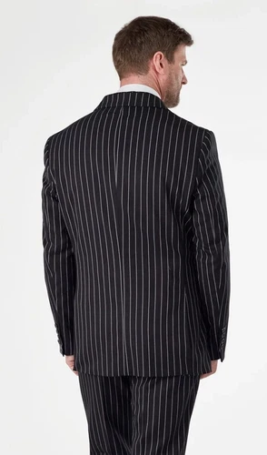 ALFRED - Men's Classic Pinstripe Black Double Breasted Blazer Vintage Suit Jacke